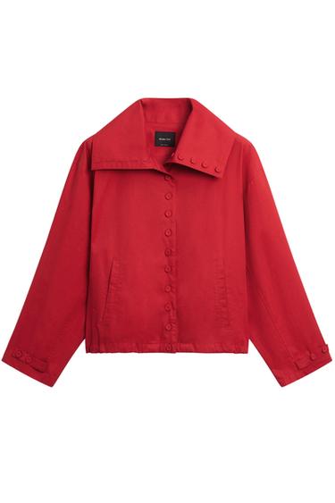 Chaqueta ligera detalle botones algodón - Rojo fuerte de Zara