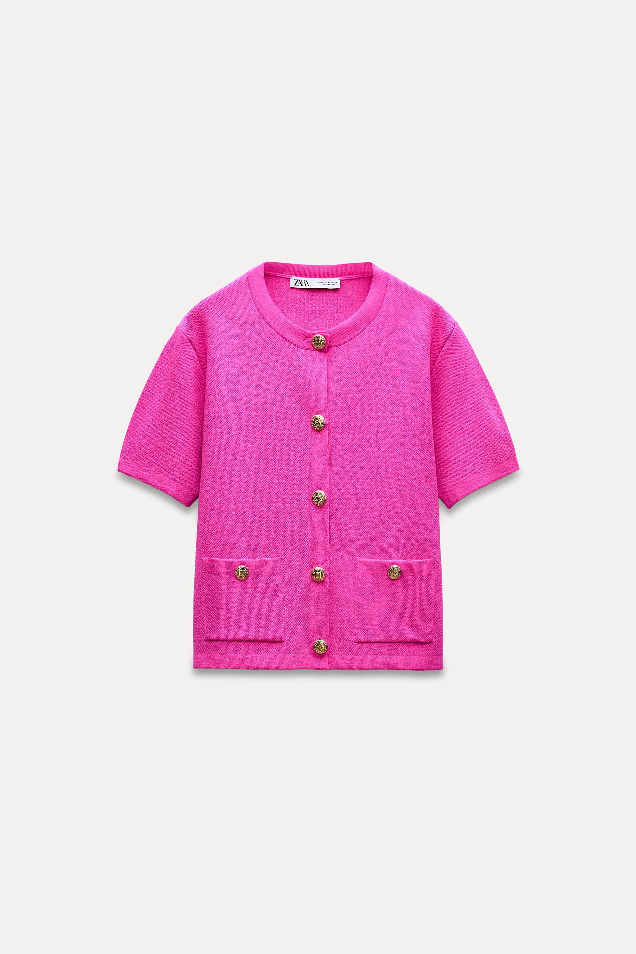 ZARA orders BLOGGER FAVORITE JEWEL BUTTON KNIT CARDIGAN FUCHSIA