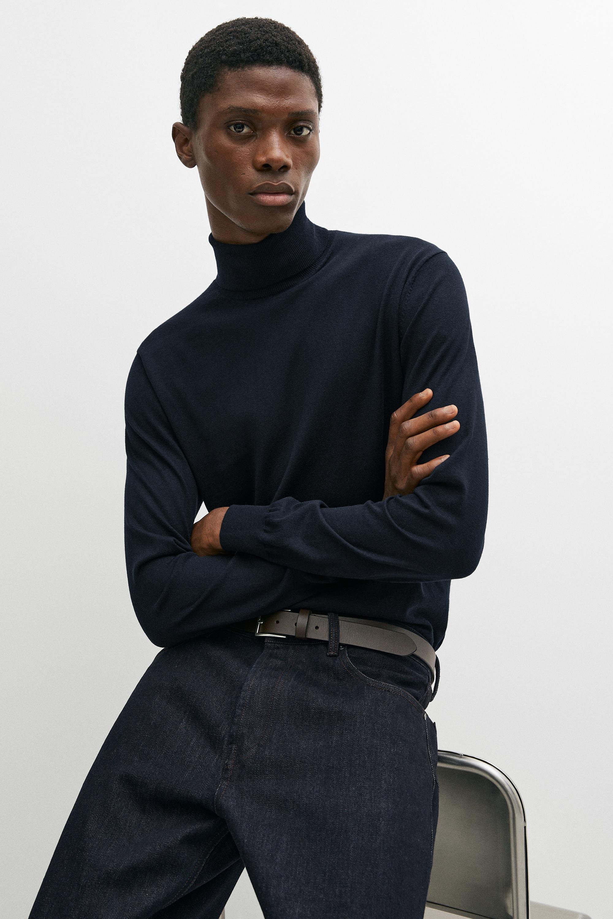 Pull en maille col montant coton mélangé