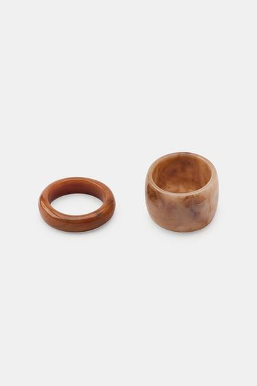 LOT DE 2 BRACELETS RIGIDES EN RÉSINE - Marron de Zara - Image 2