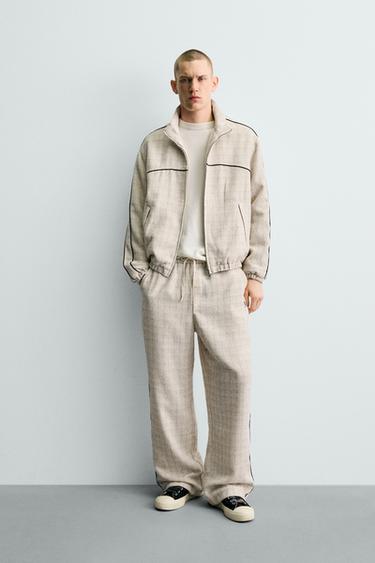 JOGGERS WITH CONTRAST SIDE TAPE - Ecru by Zara - Image 0