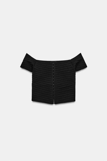 TOP BUSTIER EN MAILLE - Noir de Zara - Image 4