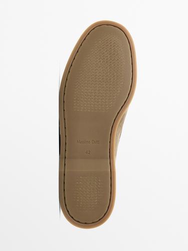 Zara Split suede deck shoes with moc toe - Sandy Brown - Image 0