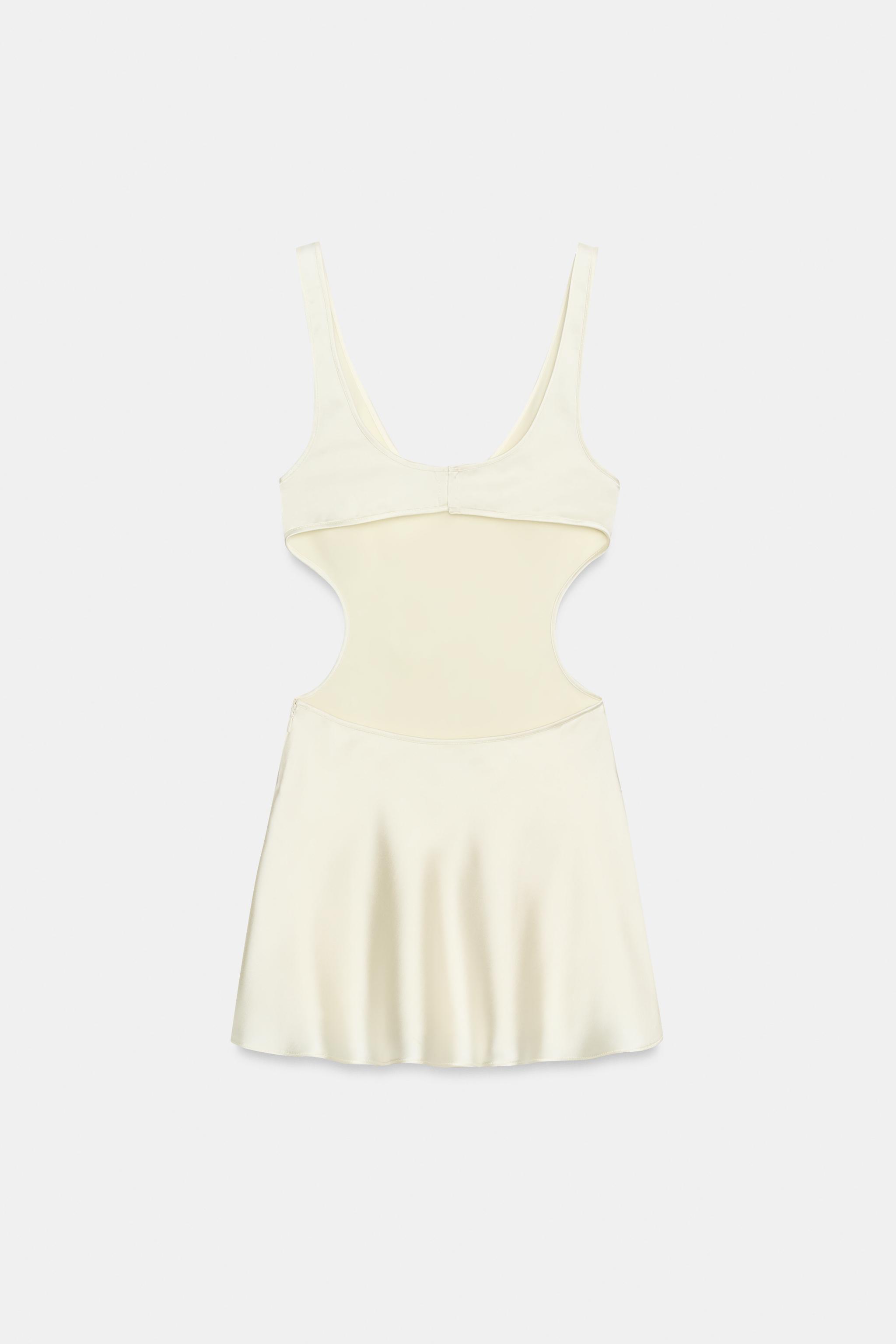 Zara SATEN YÜZEYLİ PENCERE DETAYLI KISA ELBİSE görsel 3