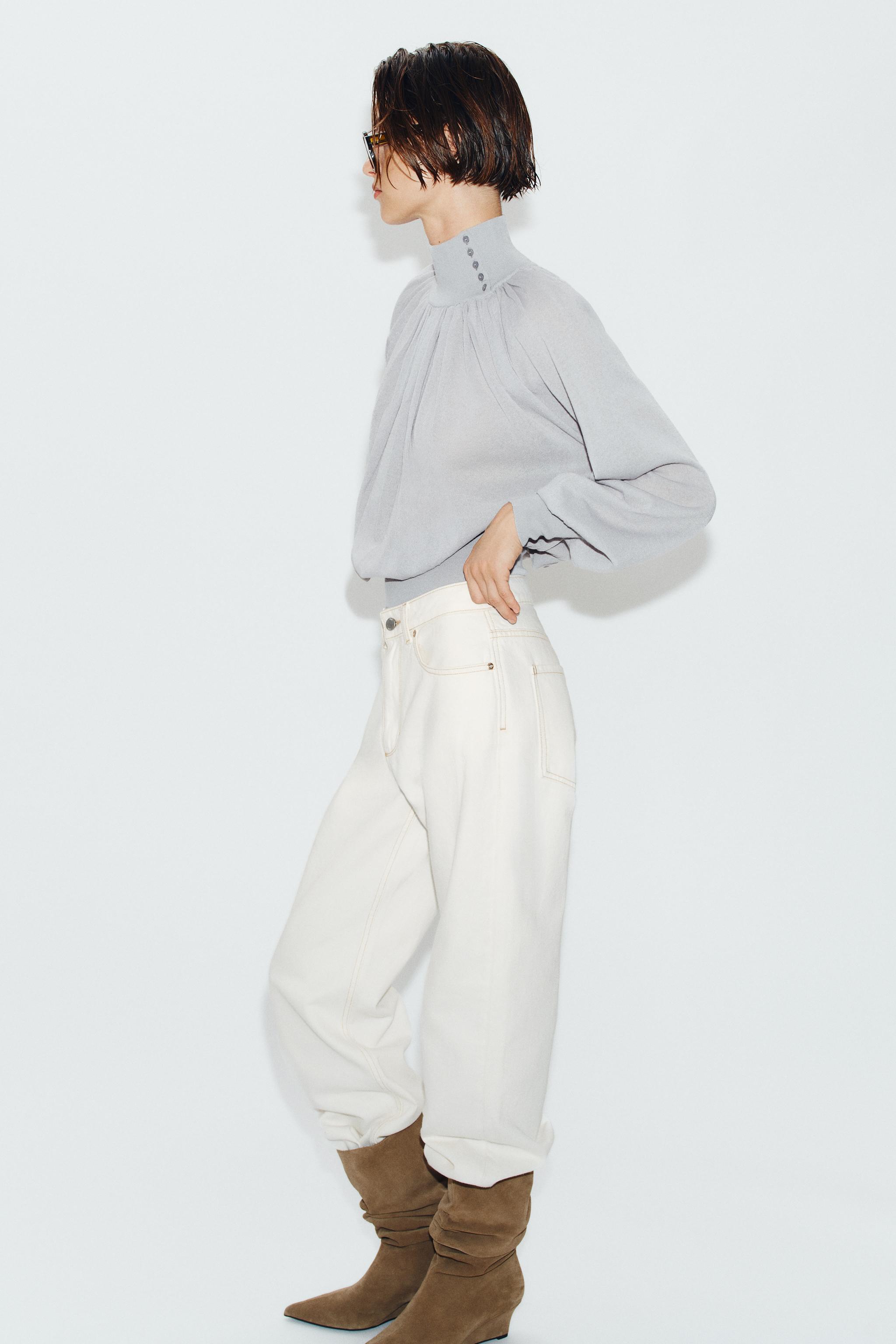Zara Karma Örgü Dökümlü Bluz görsel 3