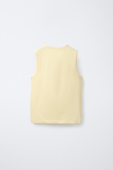 LOGO SLEEVELESS T-SHIRT - Yellow by Zara - Image 1