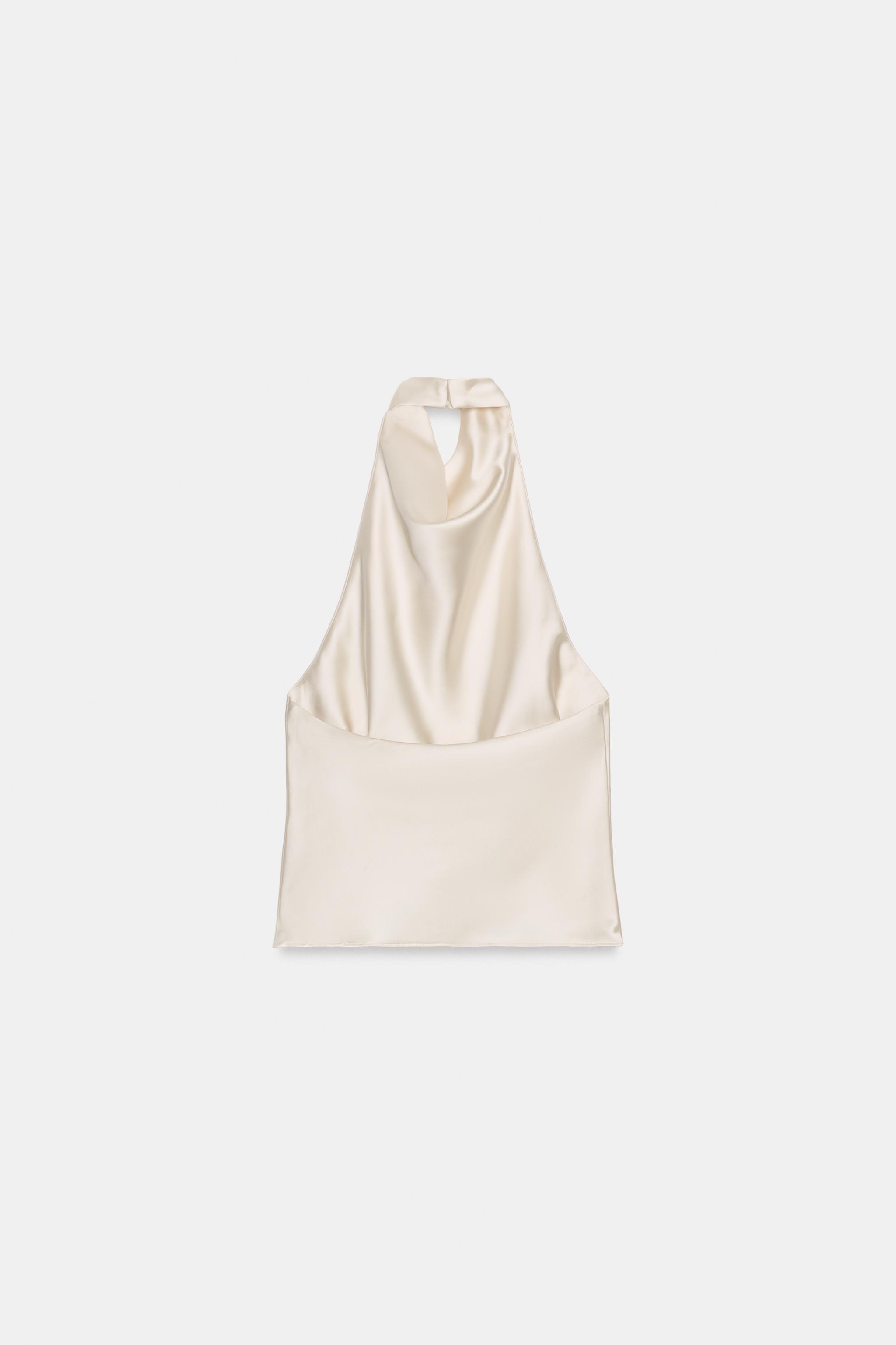 SATIN EFFECT HALTER TOP