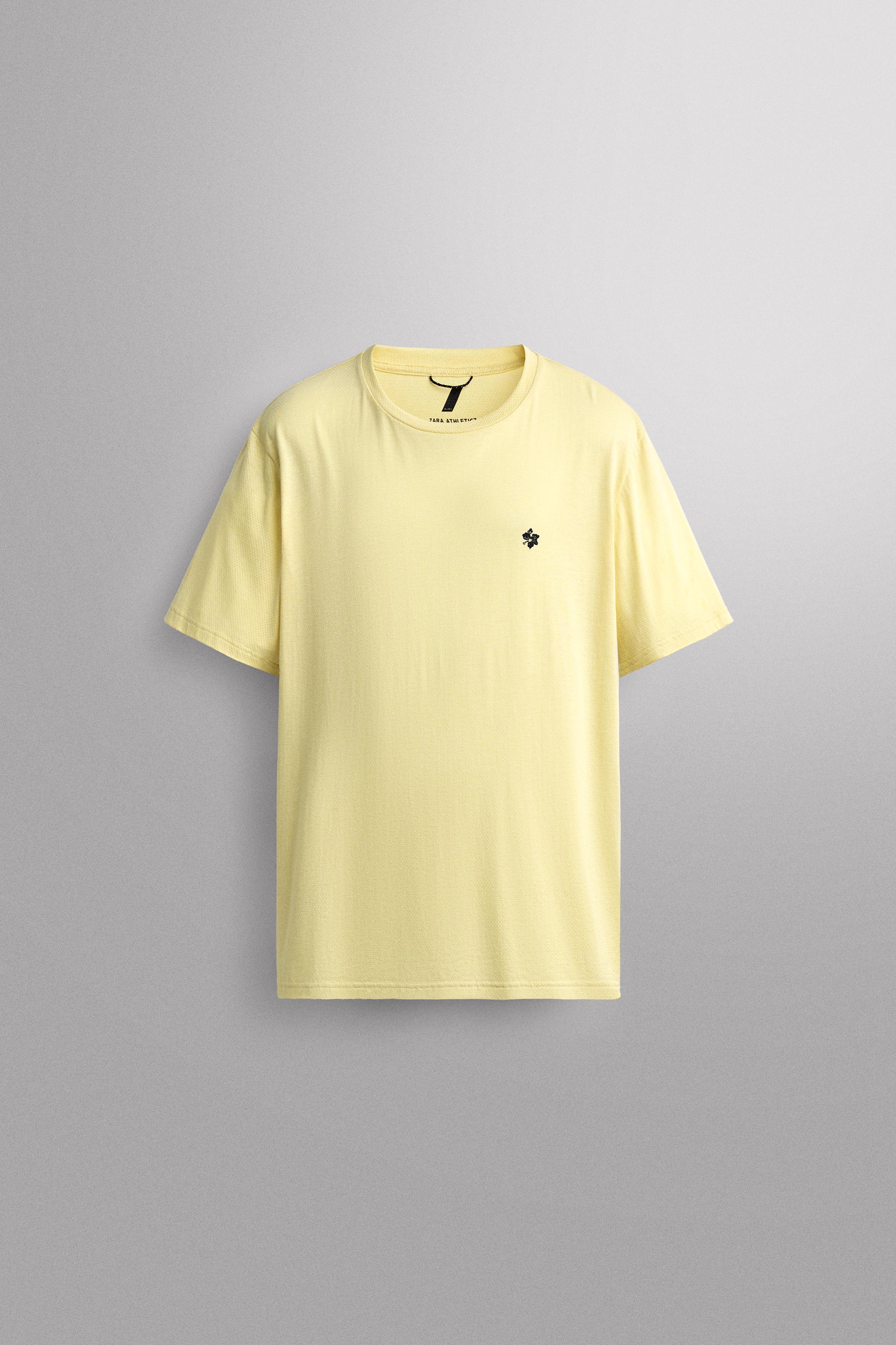 FLORAL PRINT TECHNICAL T-SHIRT — Yellow