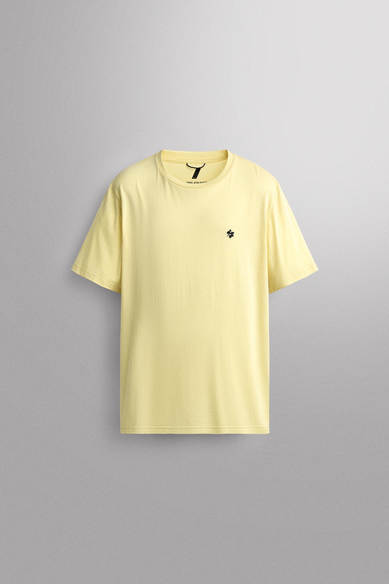 FLORAL PRINT TECHNICAL T-SHIRT — Yellow