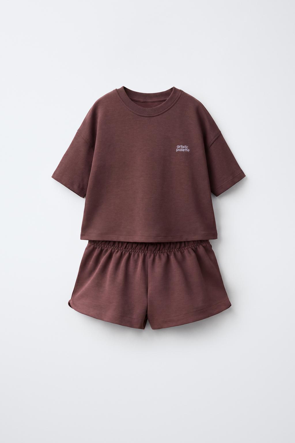Zara İnterlok köynək və şort dəsti