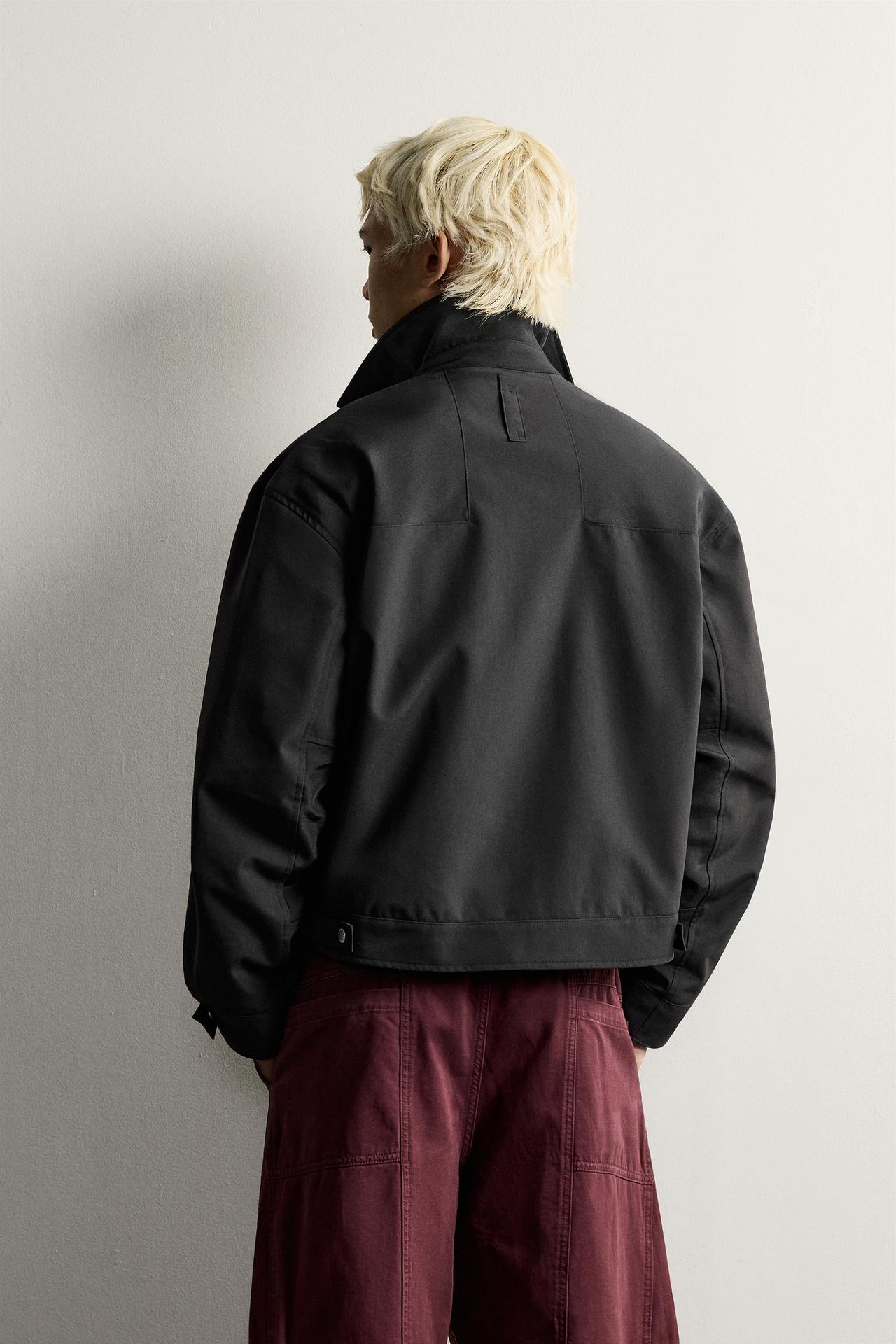 METAL FROG FASTENING CROPPED FIT JACKET — Black