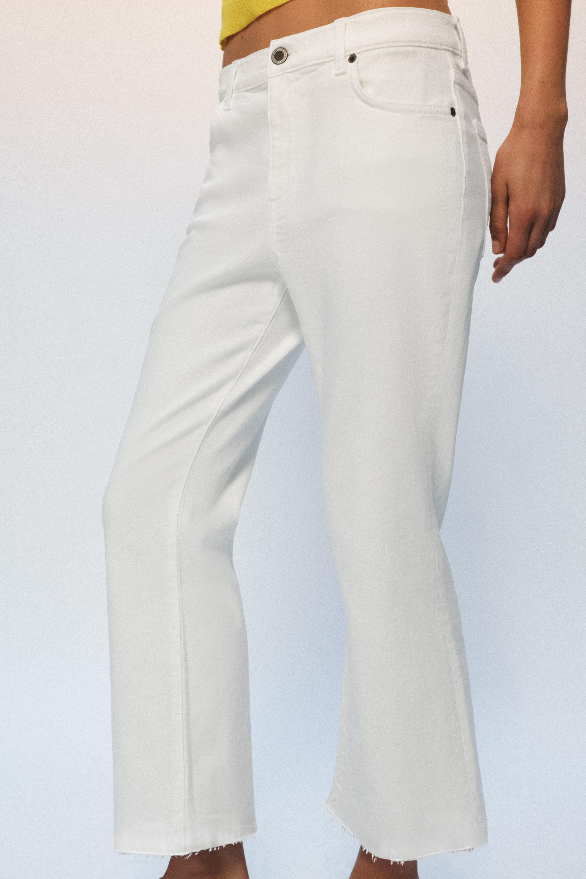 ZW COLLECTION クロップド丈フレアデニムパンツ - ホワイト | ZARA