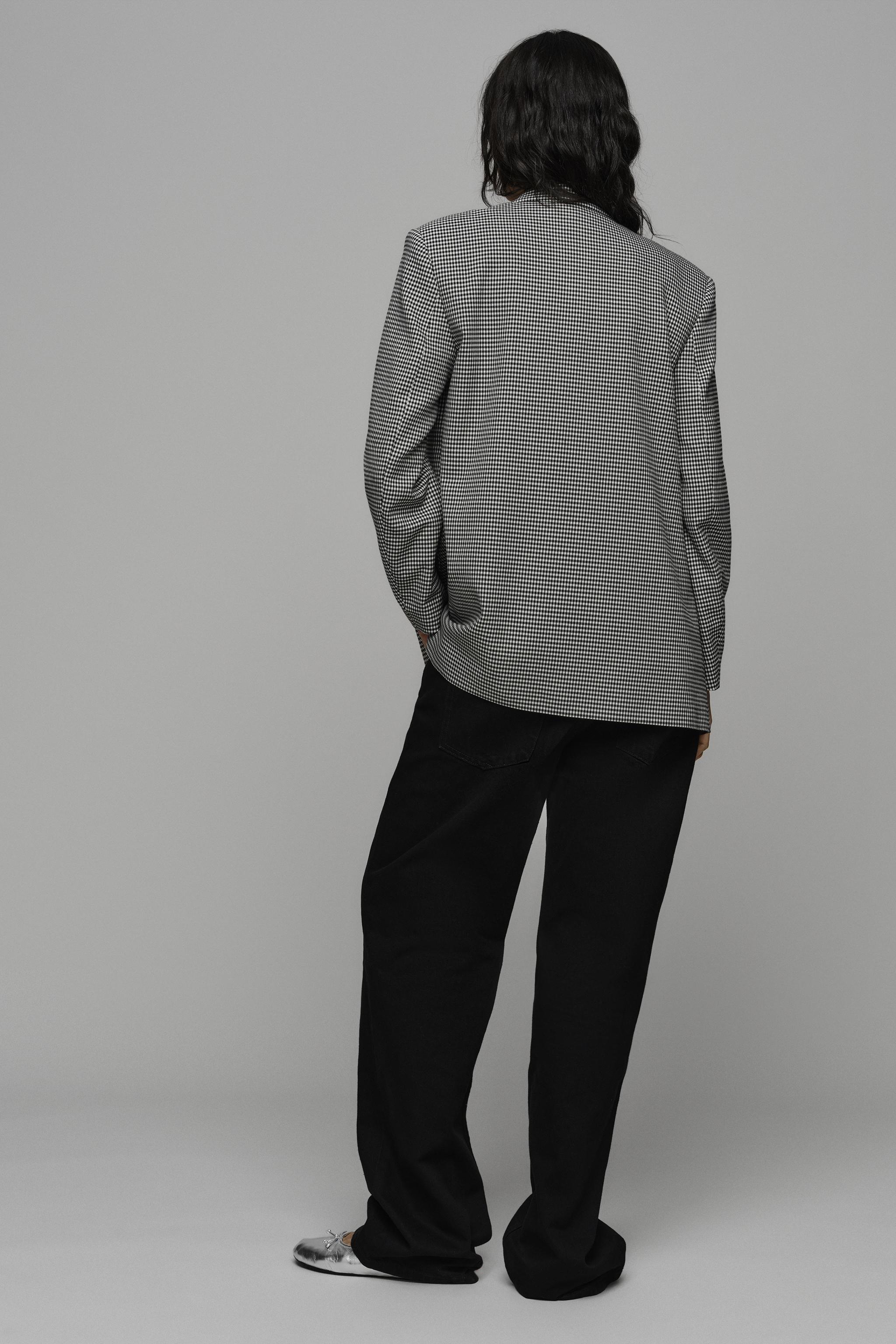 Zara KAZAYAĞI DESENLİ OVERSIZE KRUVAZE BLAZER görsel 4