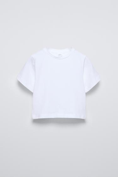 CAMISETA LISA CROP - Blanco roto de Zara