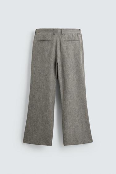 TEXTURED FLARE FIT TROUSERS - Grey / Beige by Zara - Image 8