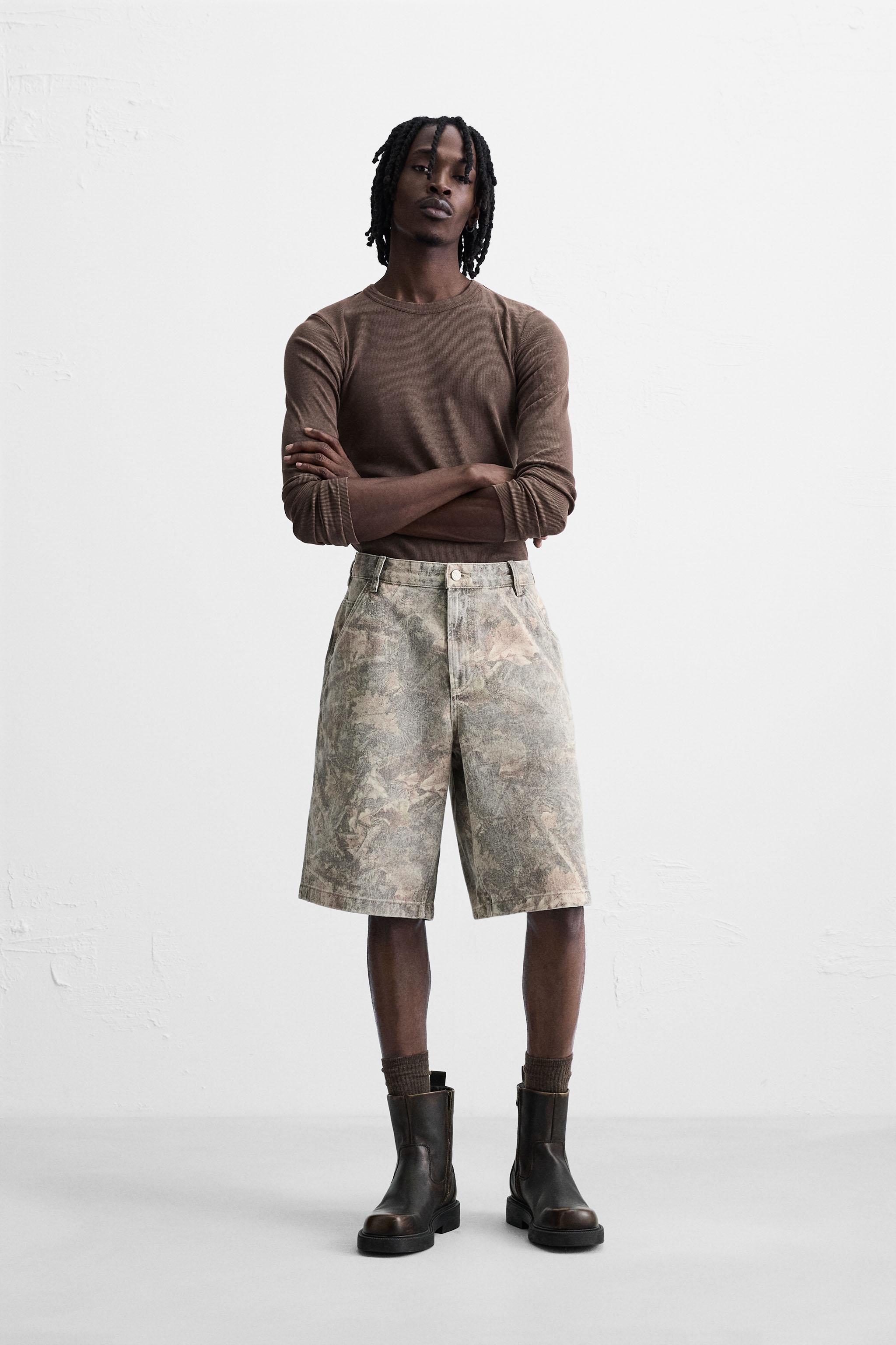 ZARA アニマル柄バミューダパンツ EU40 ハーフパンツ 新品タグ付き ZARA アニマル柄バミューダパンツ EU40 ハーフパンツ 新品タグ