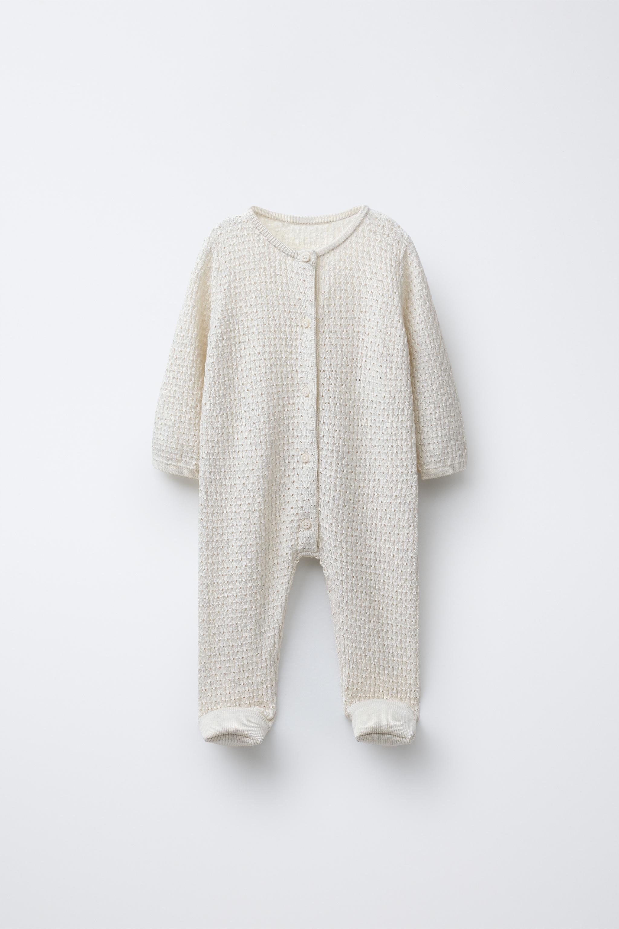 CONVERTIBLE FOOTIE TEXTURED KNIT JUMPSUIT - Mid-ecru | ZARA