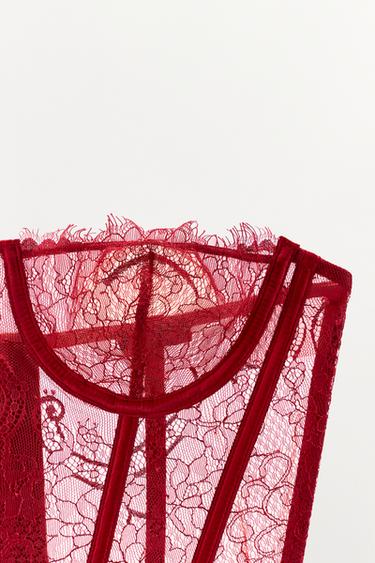 LACE UNDERWIRE CORSET - Red by Zara - Image 5