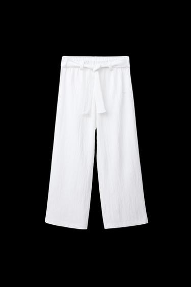 STRUKTURHOSE MIT GÜRTEL - Weiß von Zara - Bild 0