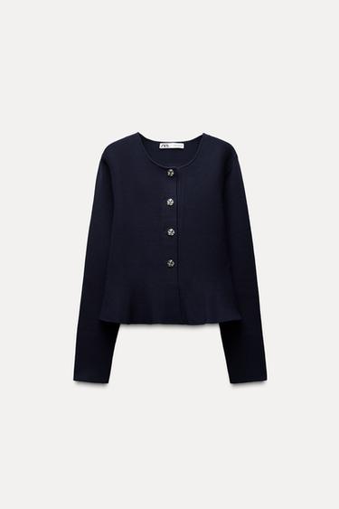 ÚPLETOVÉ SAKO PEPLUM - Modrá Navy od Zara