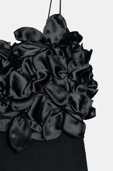 KNIT DRESS WITH FLORAL DETAIL - Black by Zara - Image 9