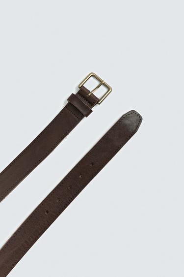 CEINTURE EN CUIR EFFET VINTAGE - Marron de Zara - Image 1