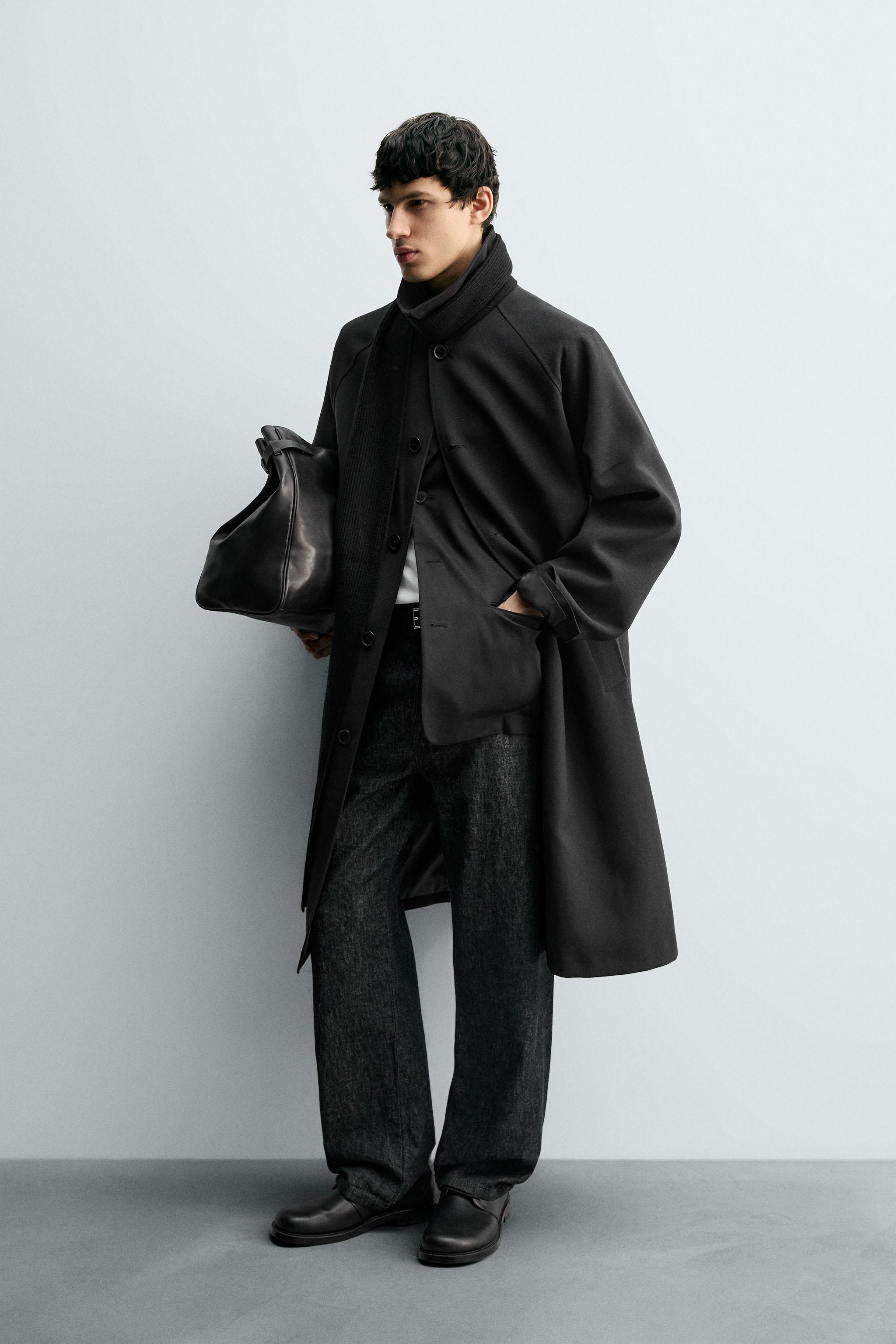 極美品★ZARA★フェイクレザー オーバーサイズ トレンチコート★ブラック★ザラ ウール混オーバーサイズフィットトレンチコート - ブラック