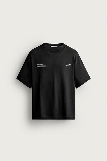 CONTRAST EMBROIDERED RELAXED FIT T-SHIRT - Black by Zara