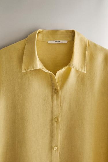 COMBINAISON LIN BOUTONS - Jaune de Zara - Image 1