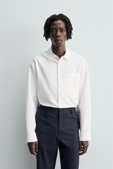TEXTURED SHIRT WITH POCKET - White by Zara