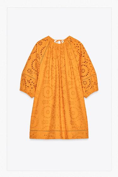 ZW COLLECTION EMBROIDERED SHORT DRESS - Tangerine by Zara
