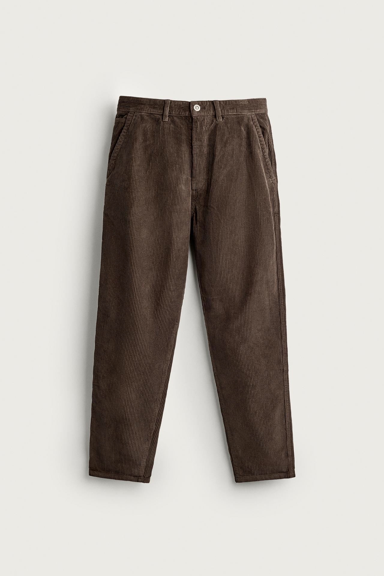 CARROT-FIT CORDUROY PANTS — Brown
