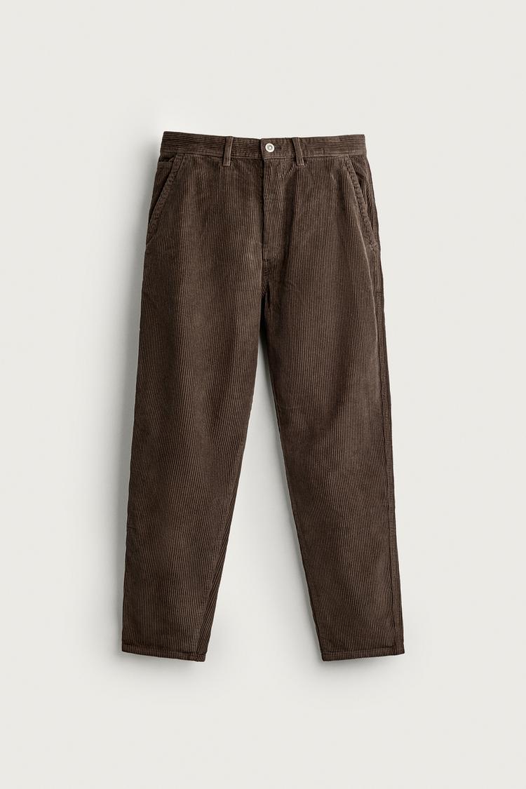WASHED CORDUROY CARROT FIT TROUSERS
