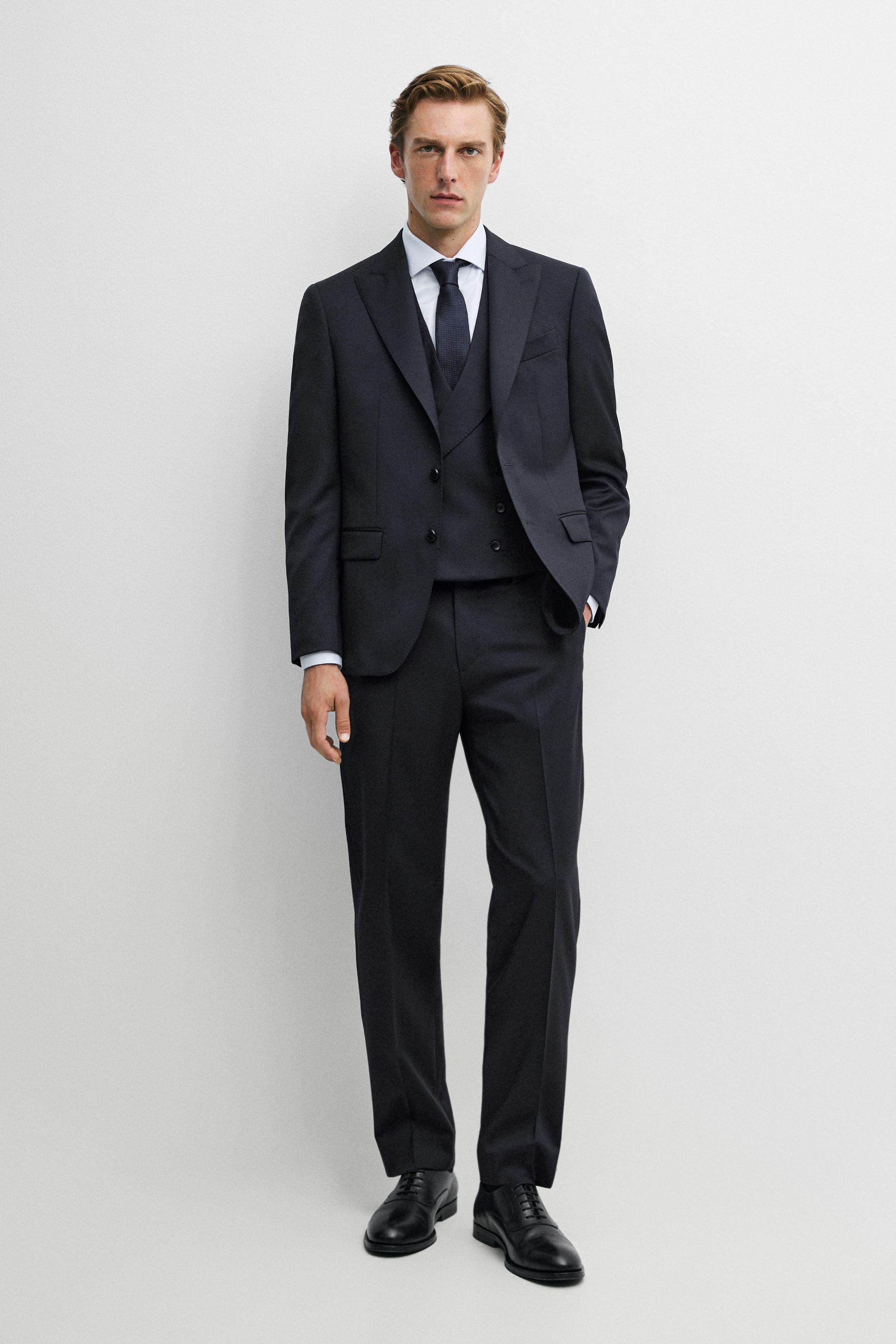 Cold wool suit trousers — Navy blue