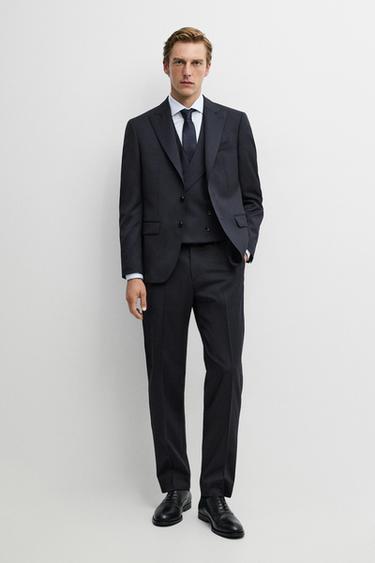 Zara Cold wool suit trousers - Navy blue - Image 0
