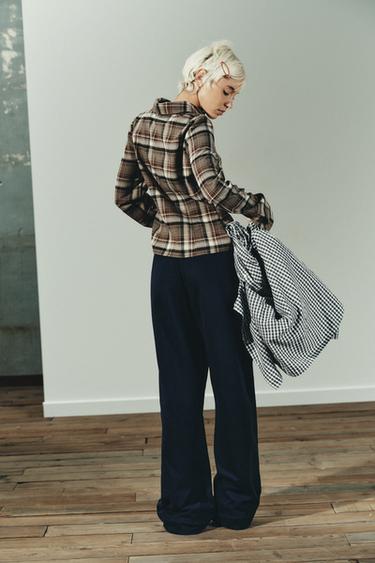 CHEMISE AJUSTÉE À CARREAUX - Kaki de Zara - Image 4