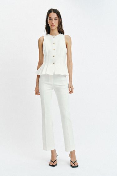 Zara MINI FLARE PANTS - White