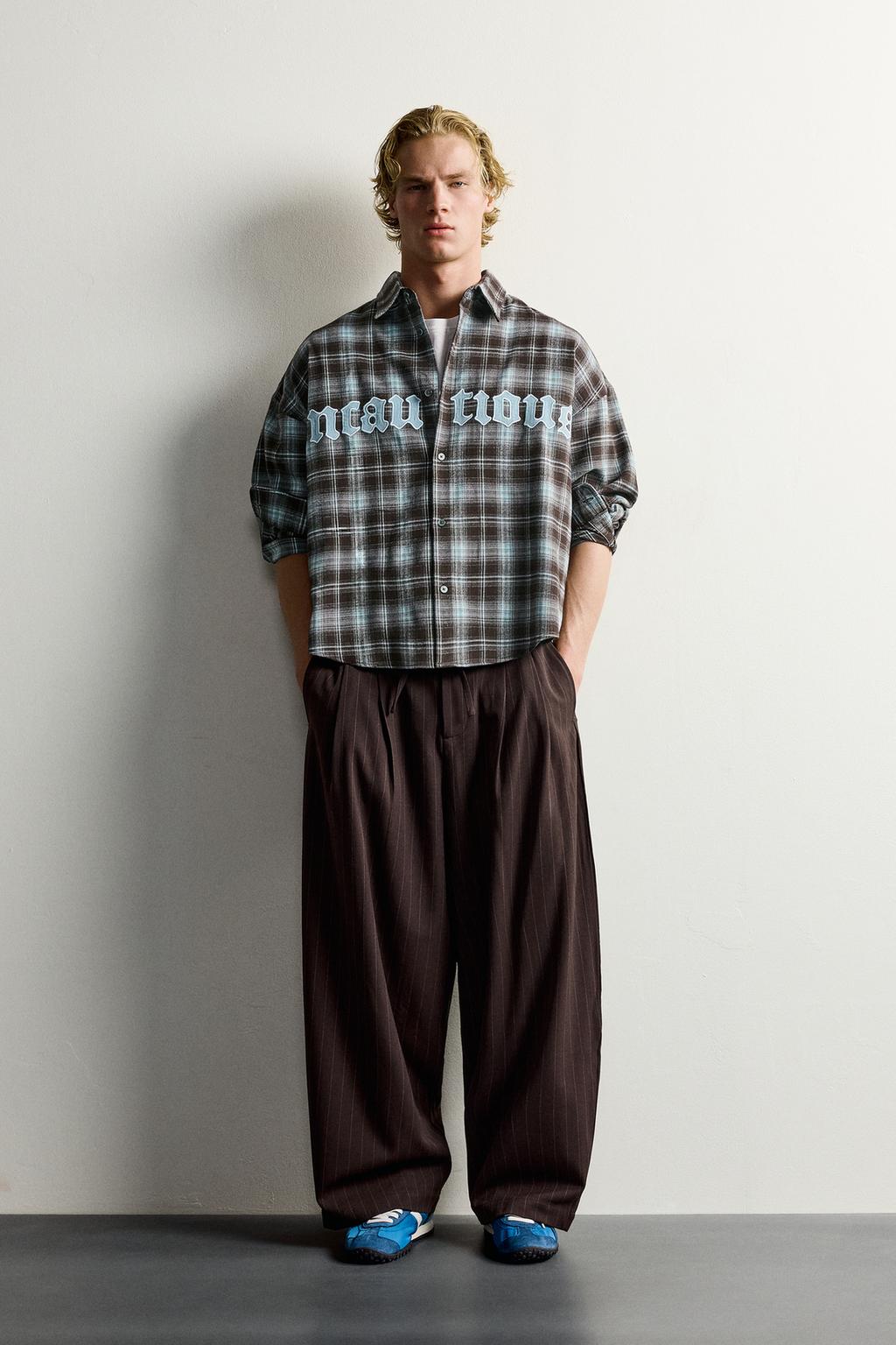 CHECK SHIRT WITH TEXT PATCHES