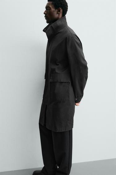 WAXED FINISH TRENCH COAT - Dark grey by Zara - Image 5