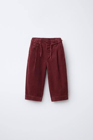 CORDUROY BAGGY TROUSERS - Dark red by Zara - Image 0