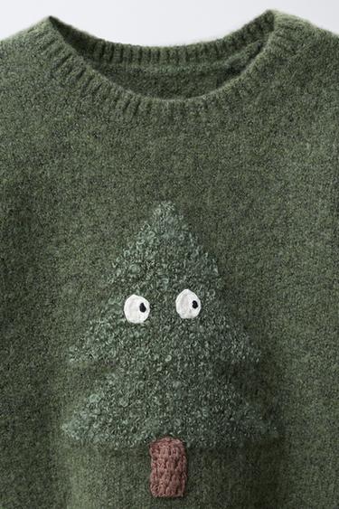 EMBROIDERED TREE KNIT JUMPER - Mid-green by Zara - Image 2