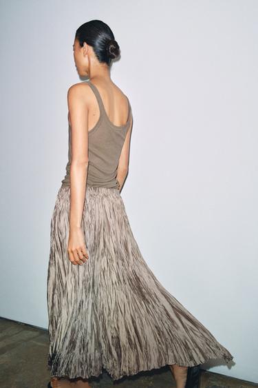 JUPE LONGUE PLISSÉE ZW COLLECTION - rose poudré de Zara