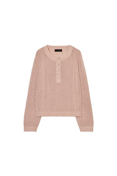 BUTTONED KNIT JUMPER - Pink by Zara