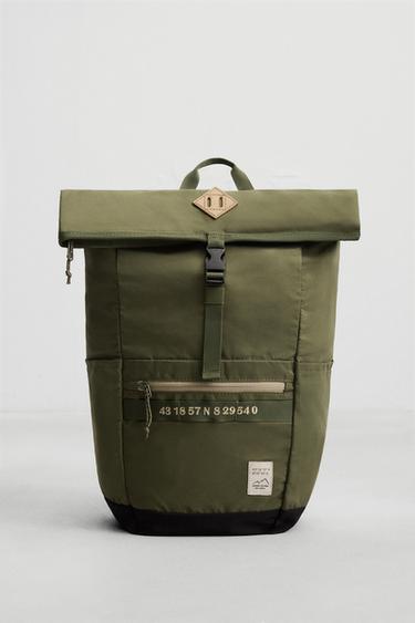 Zara CONTRAST TECHNICAL BACKPACK - Khaki Green - Image 0