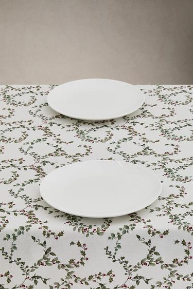 NAPPE COTON FEUILLE HOUX NOËL - Écru de Zara - Image 1