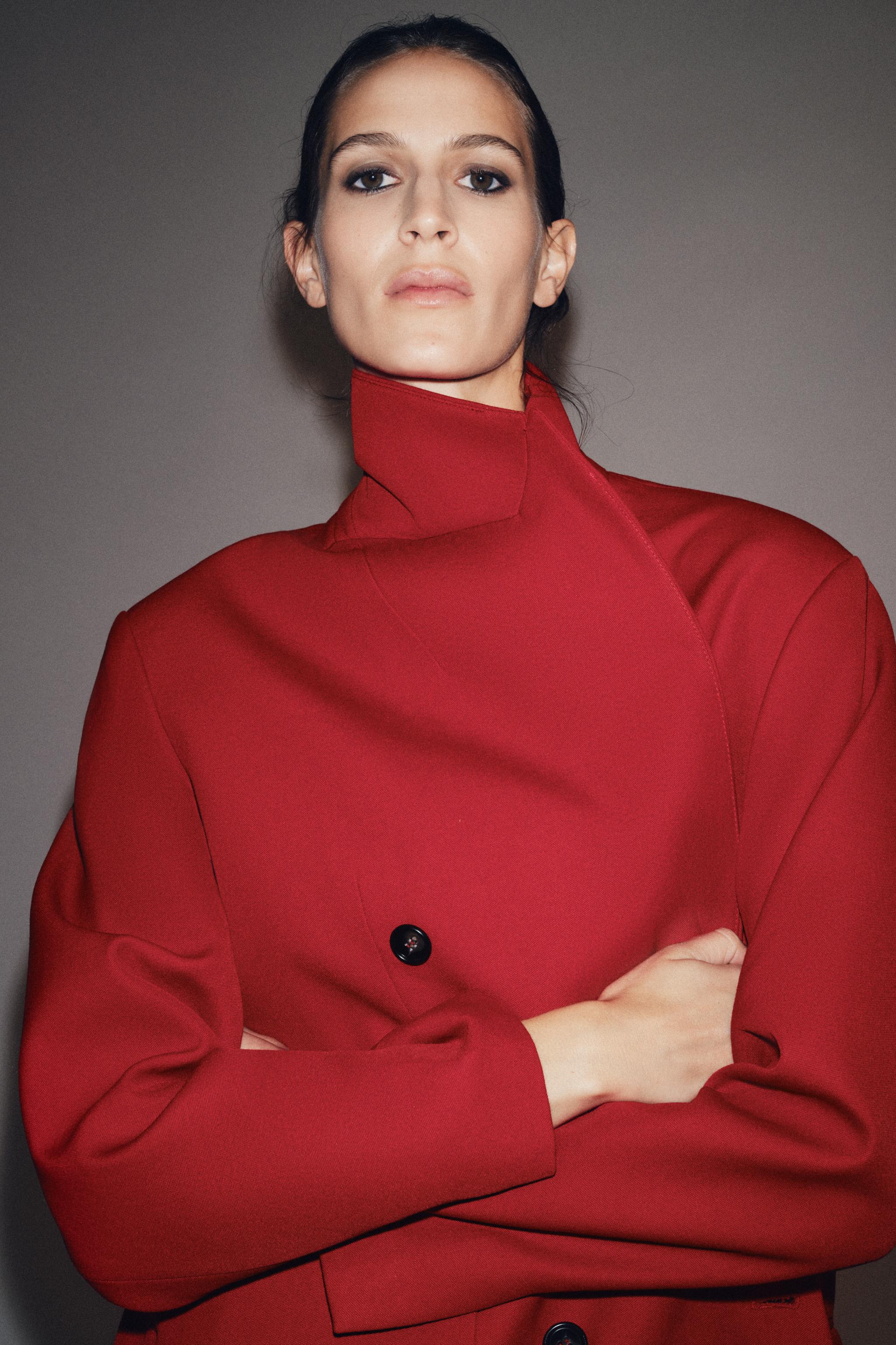 ダブルブレストストレートブレザー ZW COLLECTION - レッド | ZARA