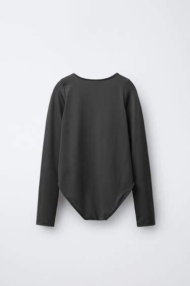 POLYAMIDE BODYSUIT - Anthracite grey by Zara - Image 1