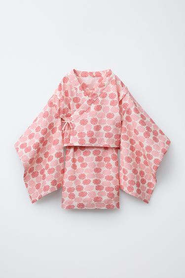 2-6歳  | 紫陽花柄　浴衣セット 羽織＆ワンピースピンク0Zaraの2-6歳  | 紫陽花柄　浴衣セット 羽織＆ワンピース - ピンク - 画像 0