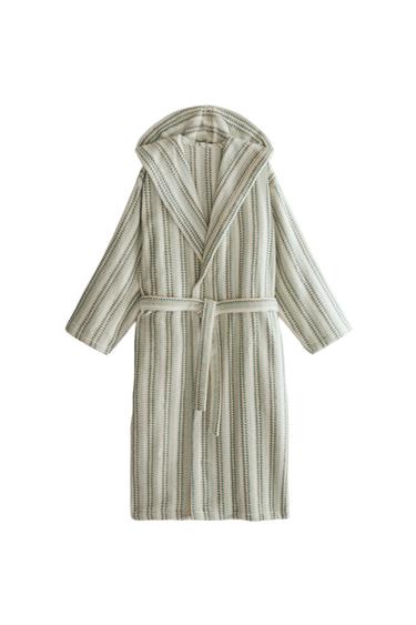 Zara STRIPED HOODED BATHROBE - Multicolored