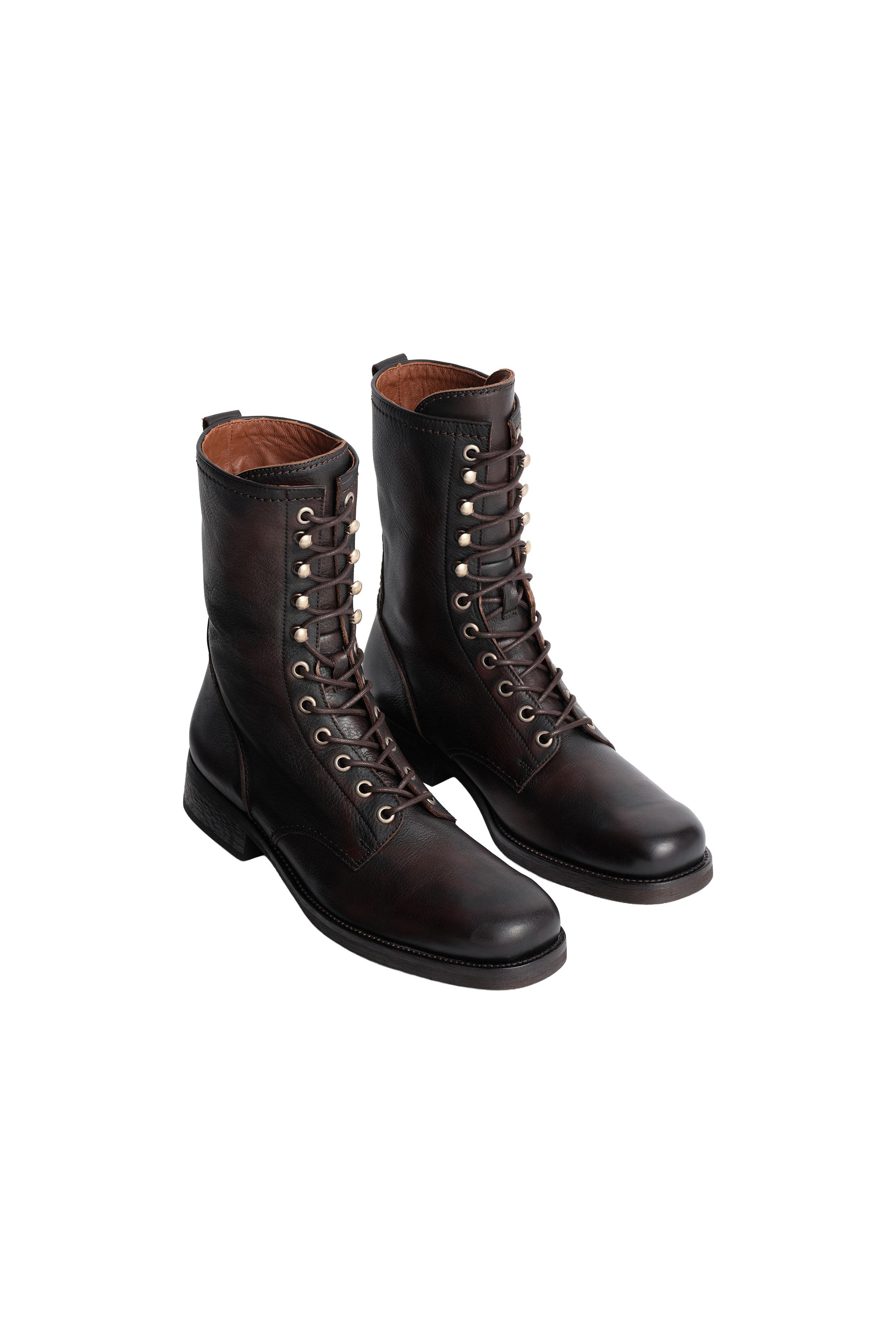 BOTTE EN CUIR À LACETS